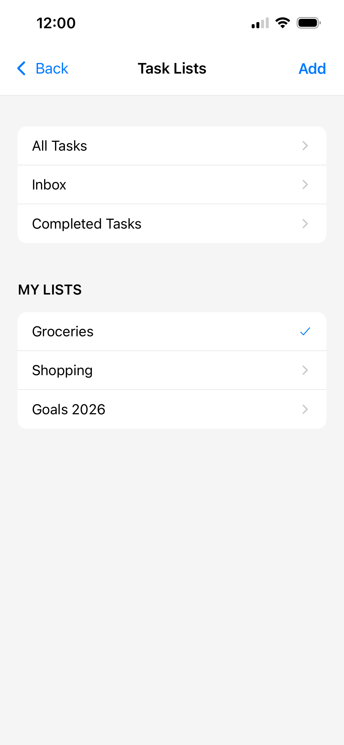 SimplyDo app screenshot - Task List